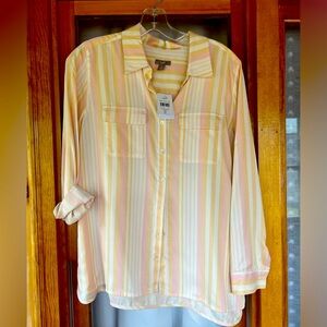 J. Jill J Jill Collared Shirt Stripes size Small Petite Pink